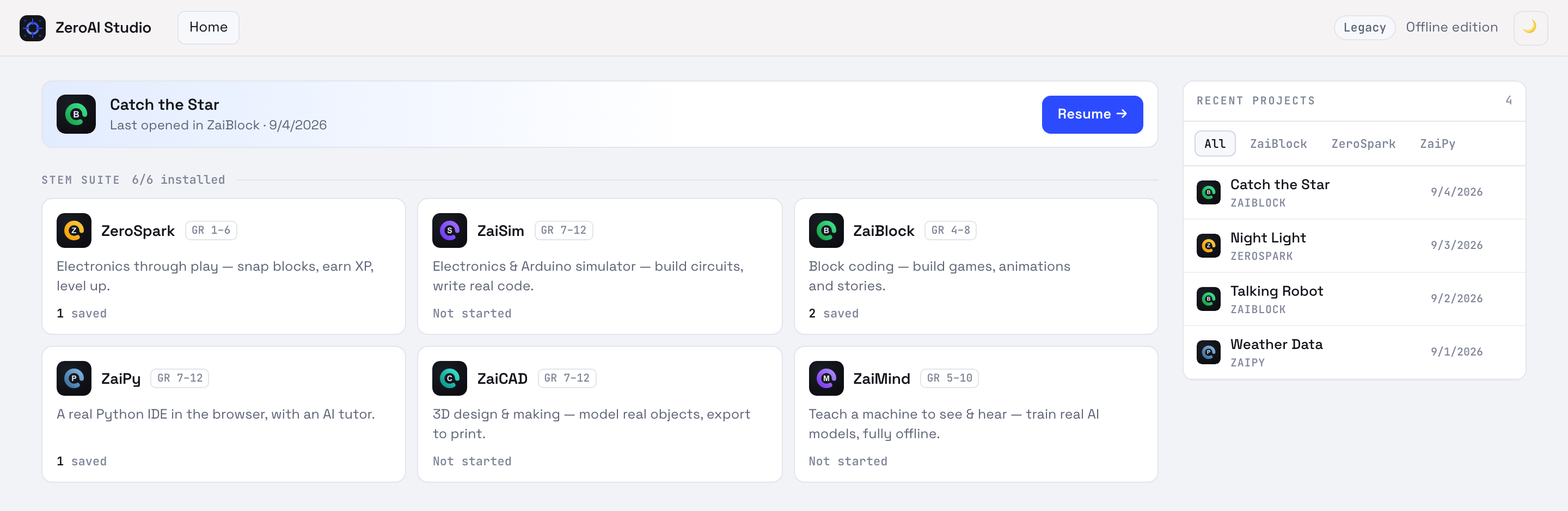 ZeroAI Studio — the STEM suite placeholder visual