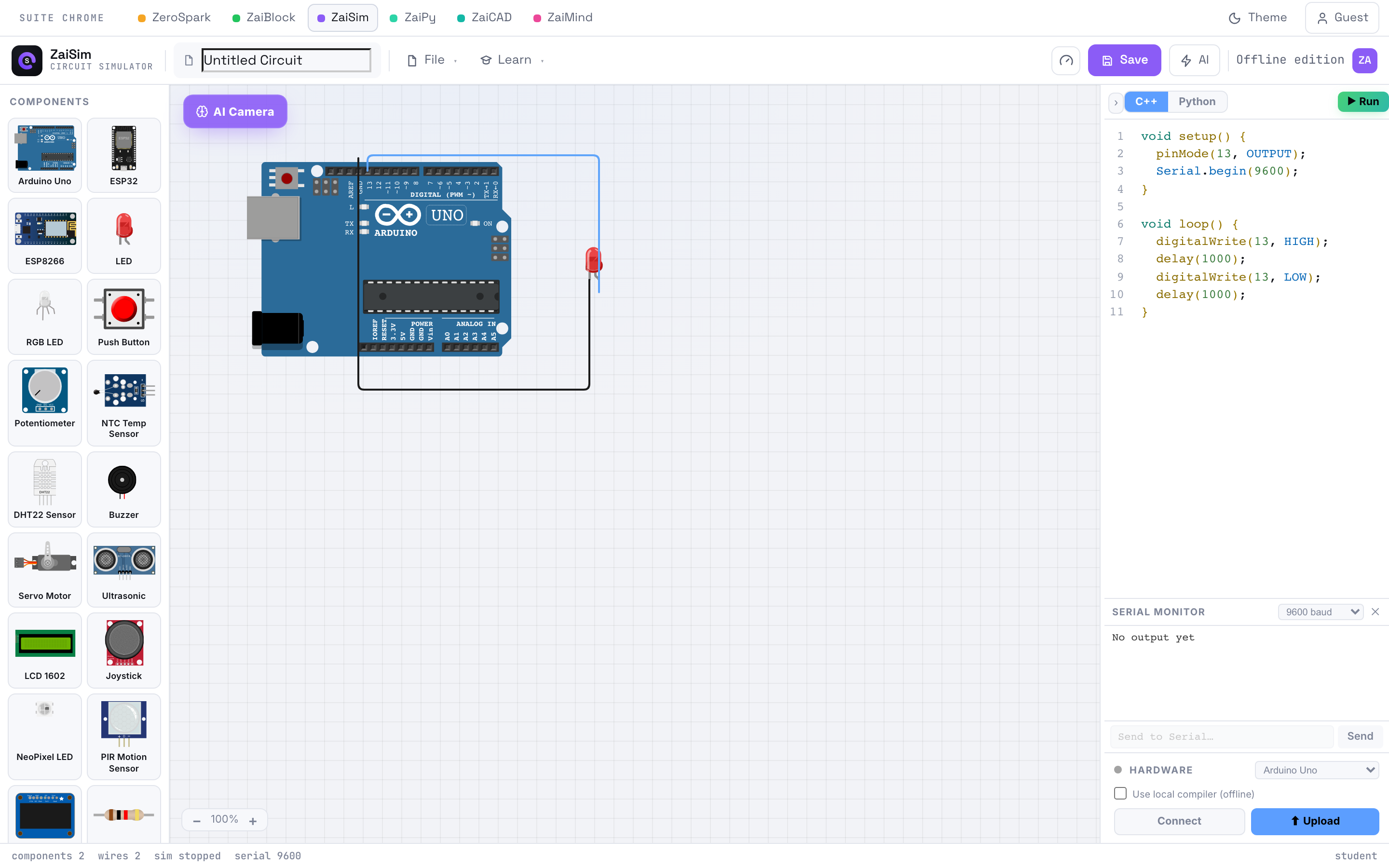 In-browser Arduino / ESP32 runtime placeholder visual